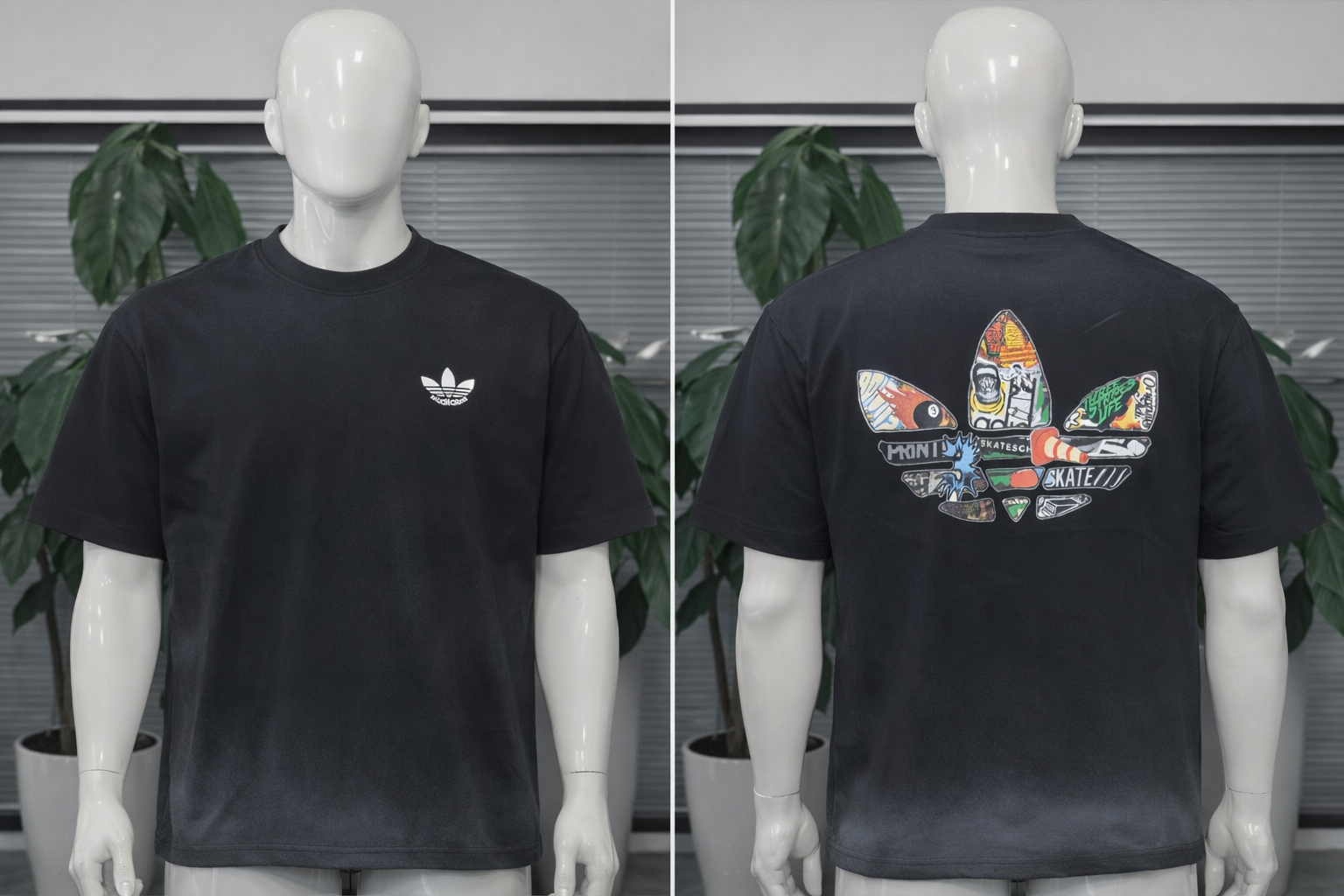 T-shirt Oversize Noir ADIDAS Trefoil – Design Graphique Multicolore | Taille XL