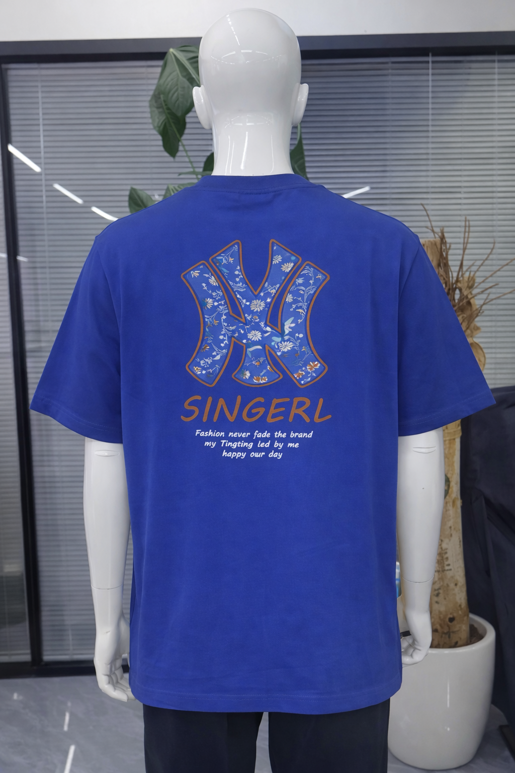 T-shirt Oversize Bleu “SINGERL NY” – Style Streetwear | Taille XL