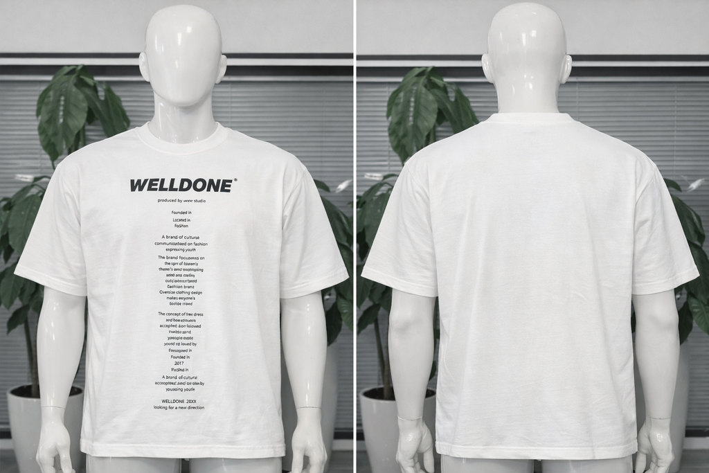 T-shirt Oversize Blanc WELLDONE® – Design Typographique Minimal | Taille M