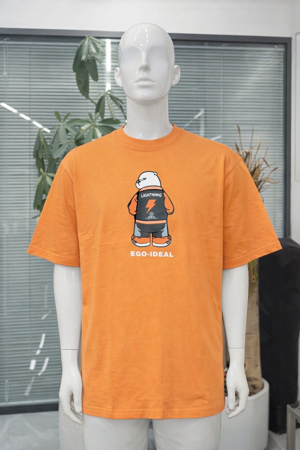 T-shirt Oversize Orange “EGO-IDEAL” – Design Cartoon Streetwear | Taille XL