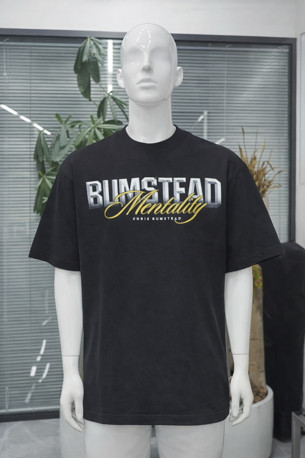 T-shirt Oversize Noir “BUMSTEAD Mentality” – Edition Champion | Taille L