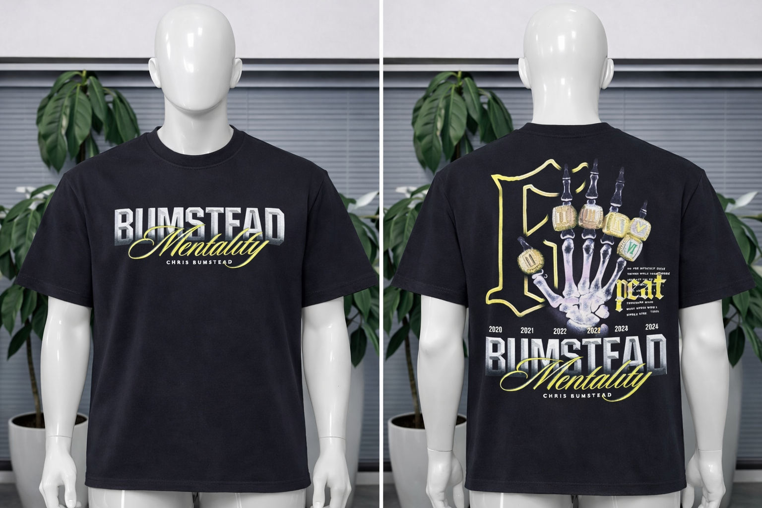 T-shirt Oversize Noir “BUMSTEAD Mentality” – Edition Champion | Taille L