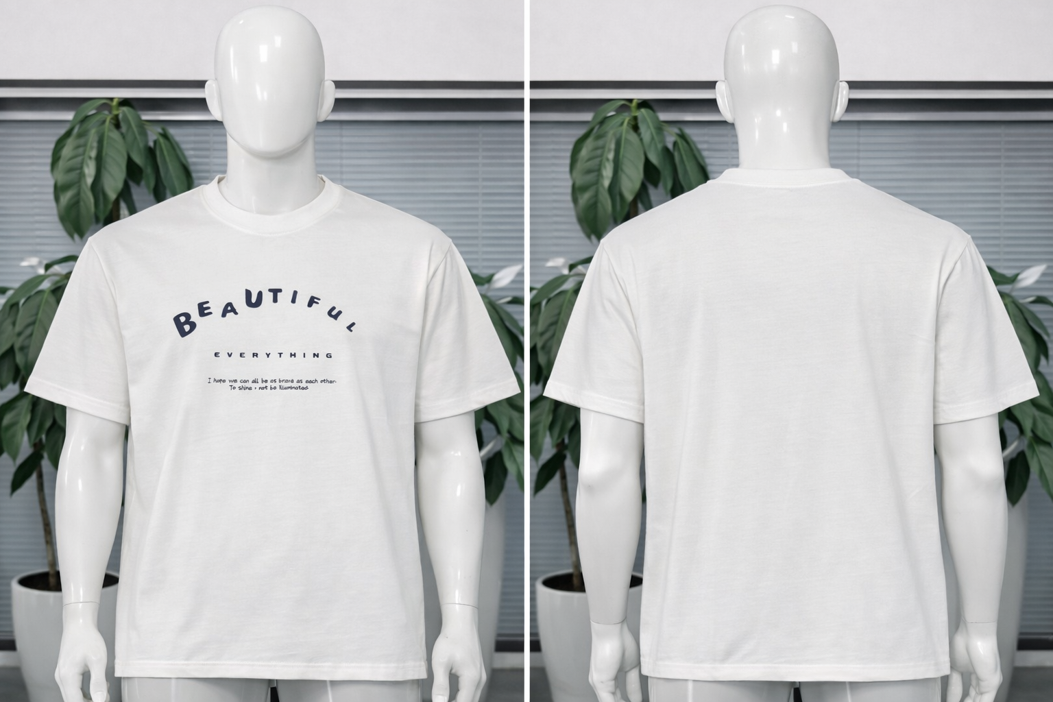 T-shirt Oversize Blanc “Beautiful Everything” – Design Minimal | Taille XL