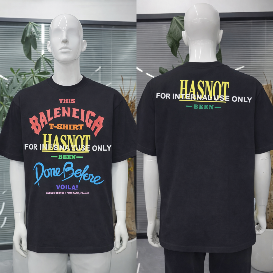T-shirt Oversize Noir BALENCIAGA “Has Not Been Done Before” – Design Typographique | Taille XL